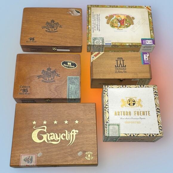 Assorted Cigar Boxes Set of 6 - Picture 1 of 2